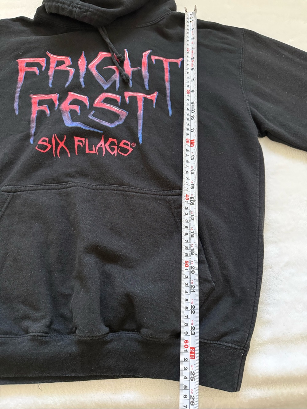 Six Flags Fright Fest Horror Clown Graphic Hoodie Black M Halloween - Picture 9 of 11